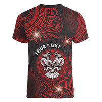 Personalised Easter Island Women V-Neck T-Shirt Hibiscus Polynesian Tribal Pattern DT05 - Polynesian Pride