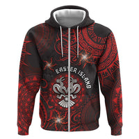 Personalised Easter Island Zip Hoodie Hibiscus Polynesian Tribal Pattern