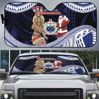 Samoa Christmas Auto Sun Shade Samoan Siva Dance With Santa - Polynesian Pride