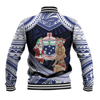 Samoa Christmas Baseball Jacket Samoan Siva Dance With Santa - Polynesian Pride