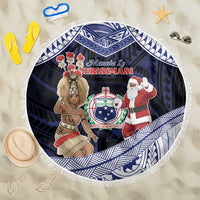 Samoa Christmas Beach Blanket Samoan Siva Dance With Santa - Polynesian Pride
