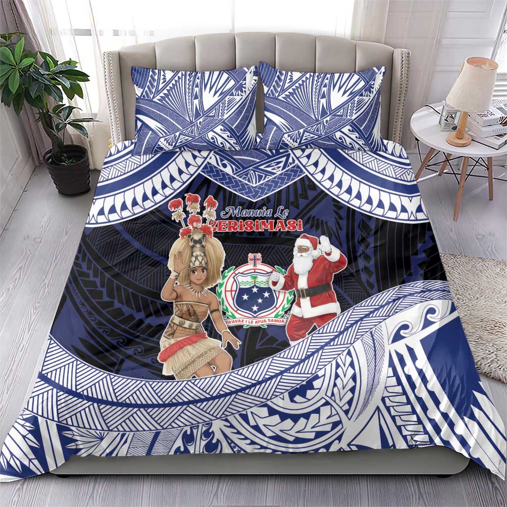 Samoa Christmas Bedding Set Samoan Siva Dance With Santa - Polynesian Pride