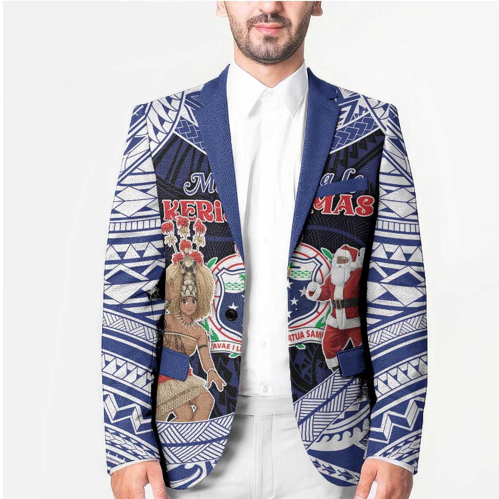 Samoa Christmas Blazer Samoan Siva Dance With Santa - Polynesian Pride