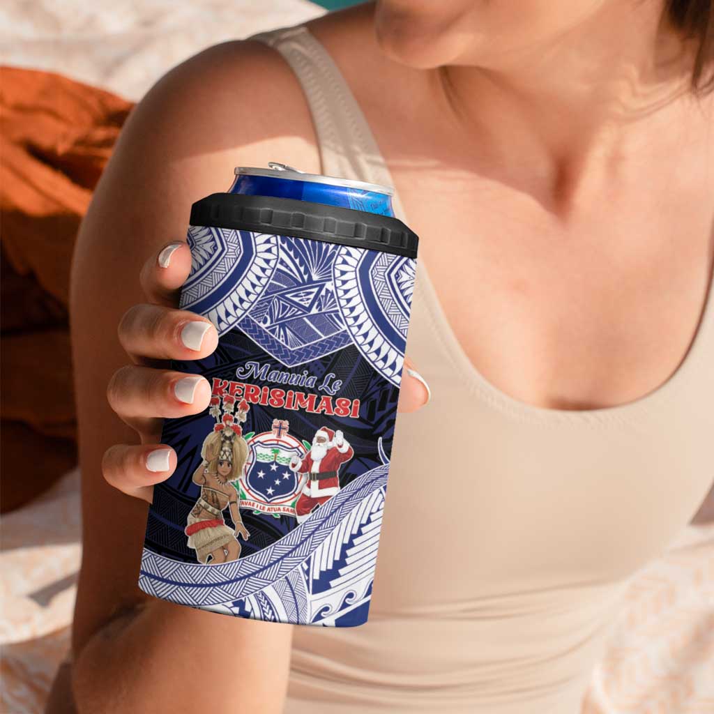 Samoa Christmas 4 in 1 Can Cooler Tumbler Samoan Siva Dance With Santa - Polynesian Pride