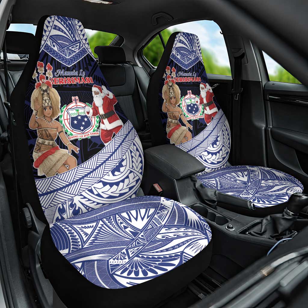 Samoa Christmas Car Seat Cover Samoan Siva Dance With Santa - Polynesian Pride