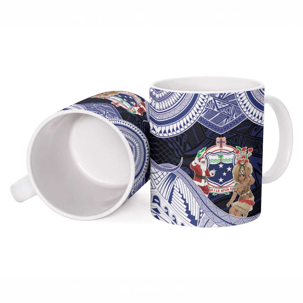 Samoa Christmas Ceramic Mug Samoan Siva Dance With Santa - Polynesian Pride