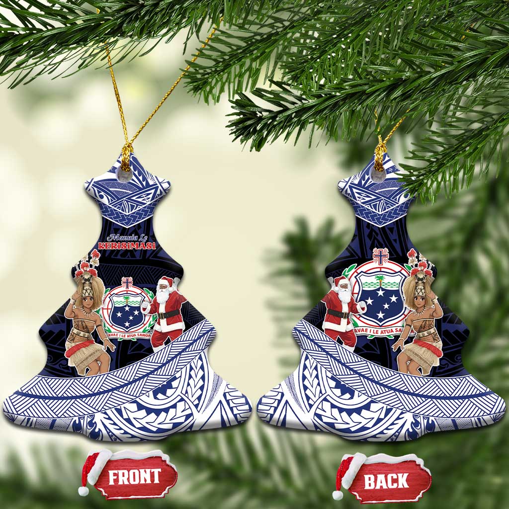 Samoa Christmas Ceramic Ornament Samoan Siva Dance With Santa - Polynesian Pride