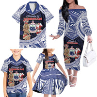 Samoa Christmas Family Matching Off The Shoulder Long Sleeve Dress and Hawaiian Shirt Samoan Siva Dance With Santa - Polynesian Pride