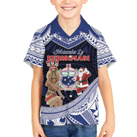 Samoa Christmas Family Matching Off The Shoulder Long Sleeve Dress and Hawaiian Shirt Samoan Siva Dance With Santa - Polynesian Pride