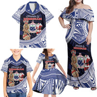 Samoa Christmas Family Matching Off Shoulder Maxi Dress and Hawaiian Shirt Samoan Siva Dance With Santa - Polynesian Pride