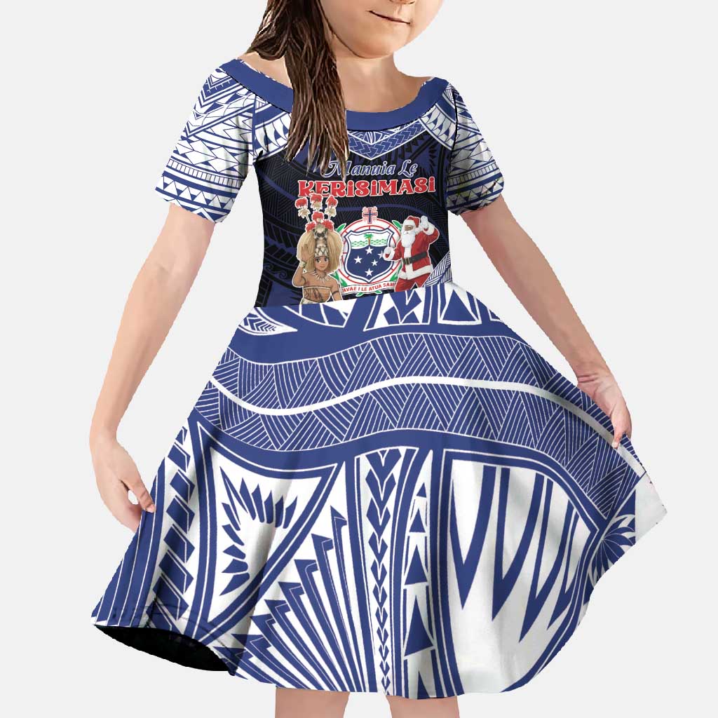 Samoa Christmas Family Matching Summer Maxi Dress and Hawaiian Shirt Samoan Siva Dance With Santa - Polynesian Pride