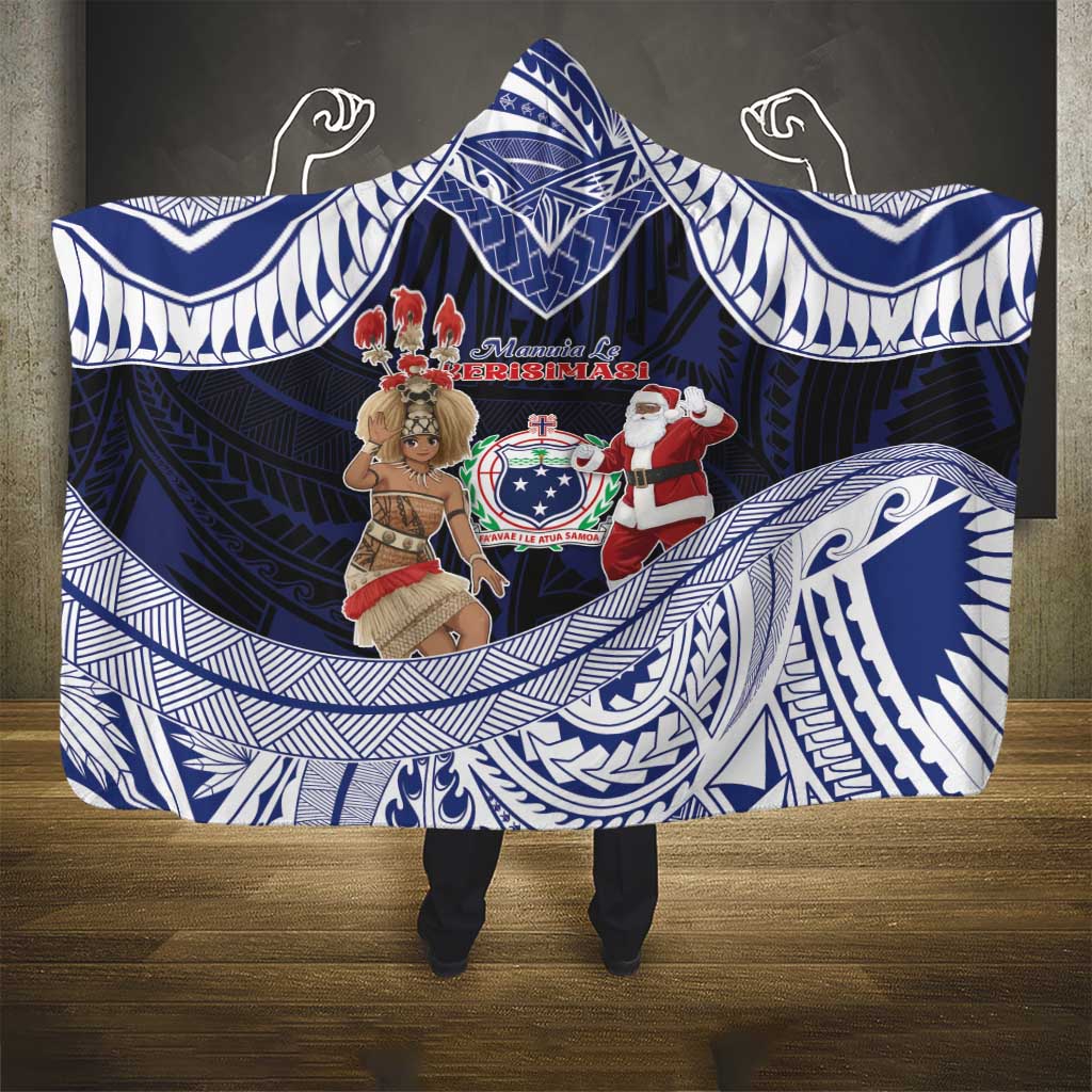 Samoa Christmas Hooded Blanket Samoan Siva Dance With Santa - Polynesian Pride