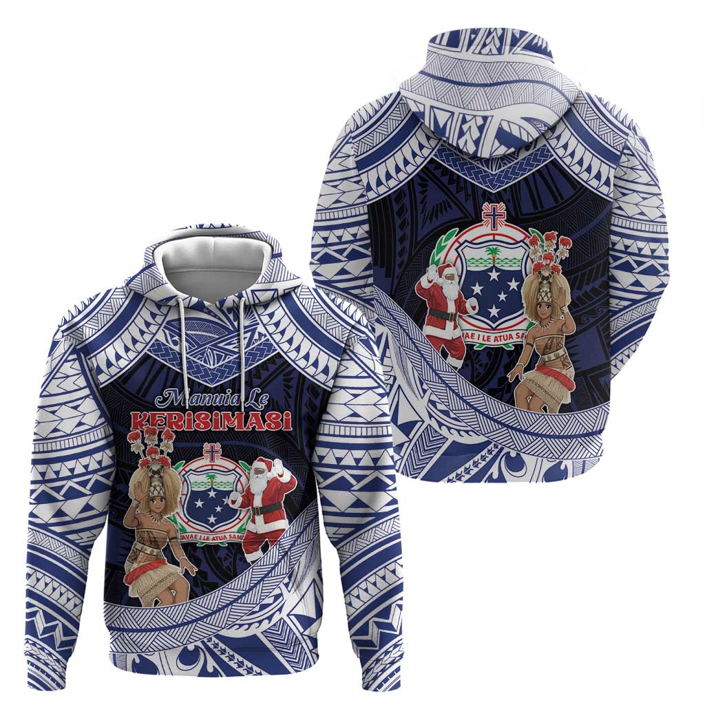 Samoa Christmas Hoodie Samoan Siva Dance With Santa - Polynesian Pride
