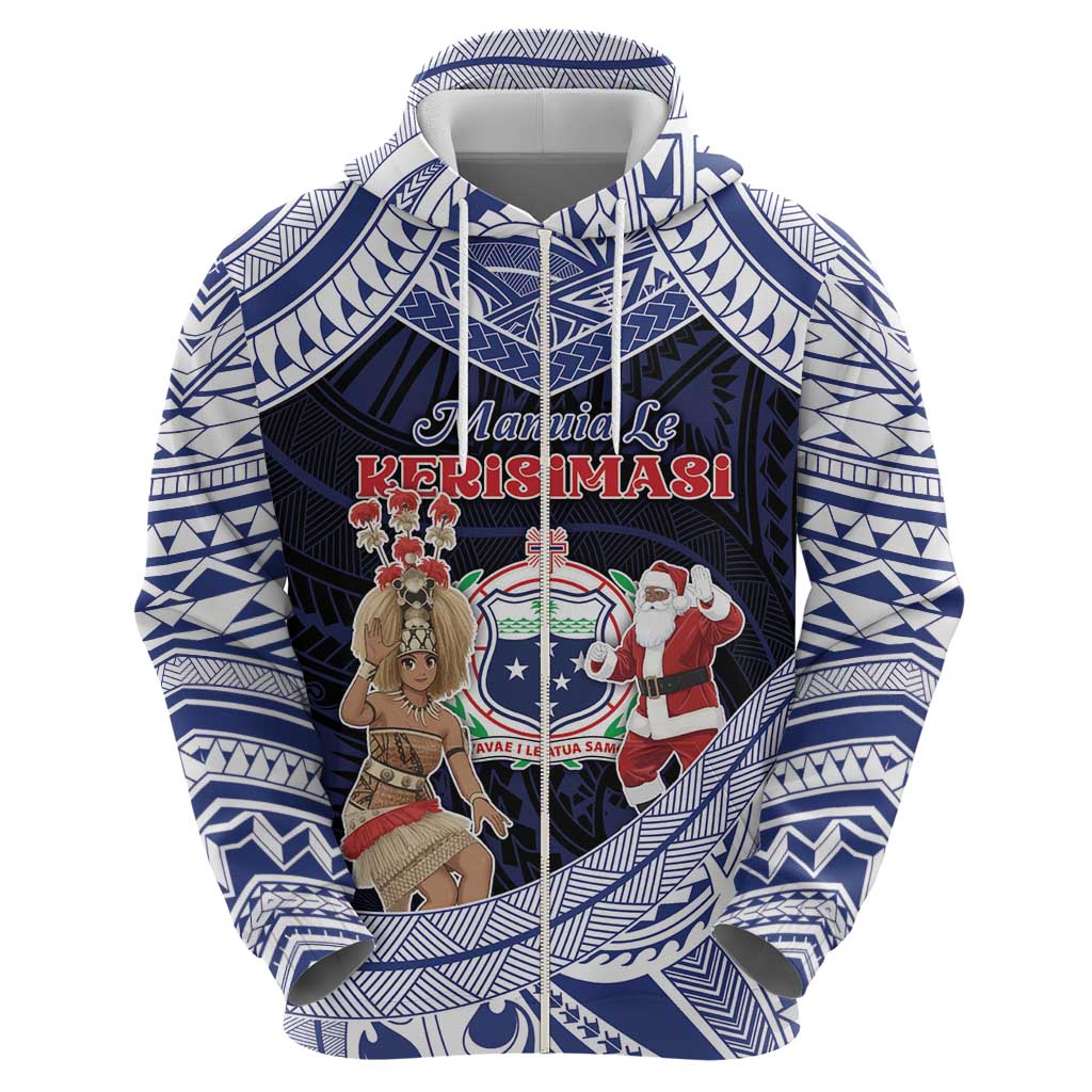 Samoa Christmas Hoodie Samoan Siva Dance With Santa - Polynesian Pride
