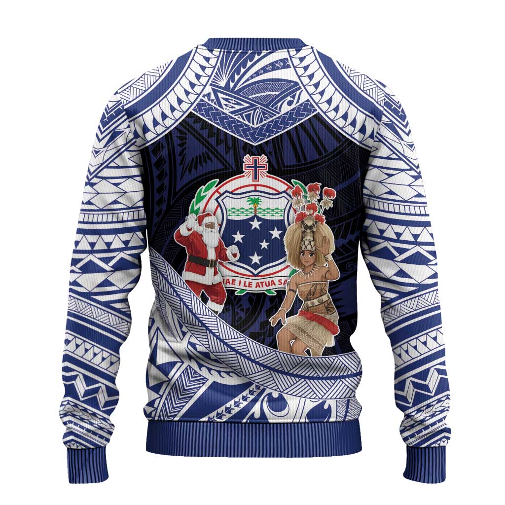 Samoa Christmas Ugly Christmas Sweater Samoan Siva Dance With Santa - Polynesian Pride
