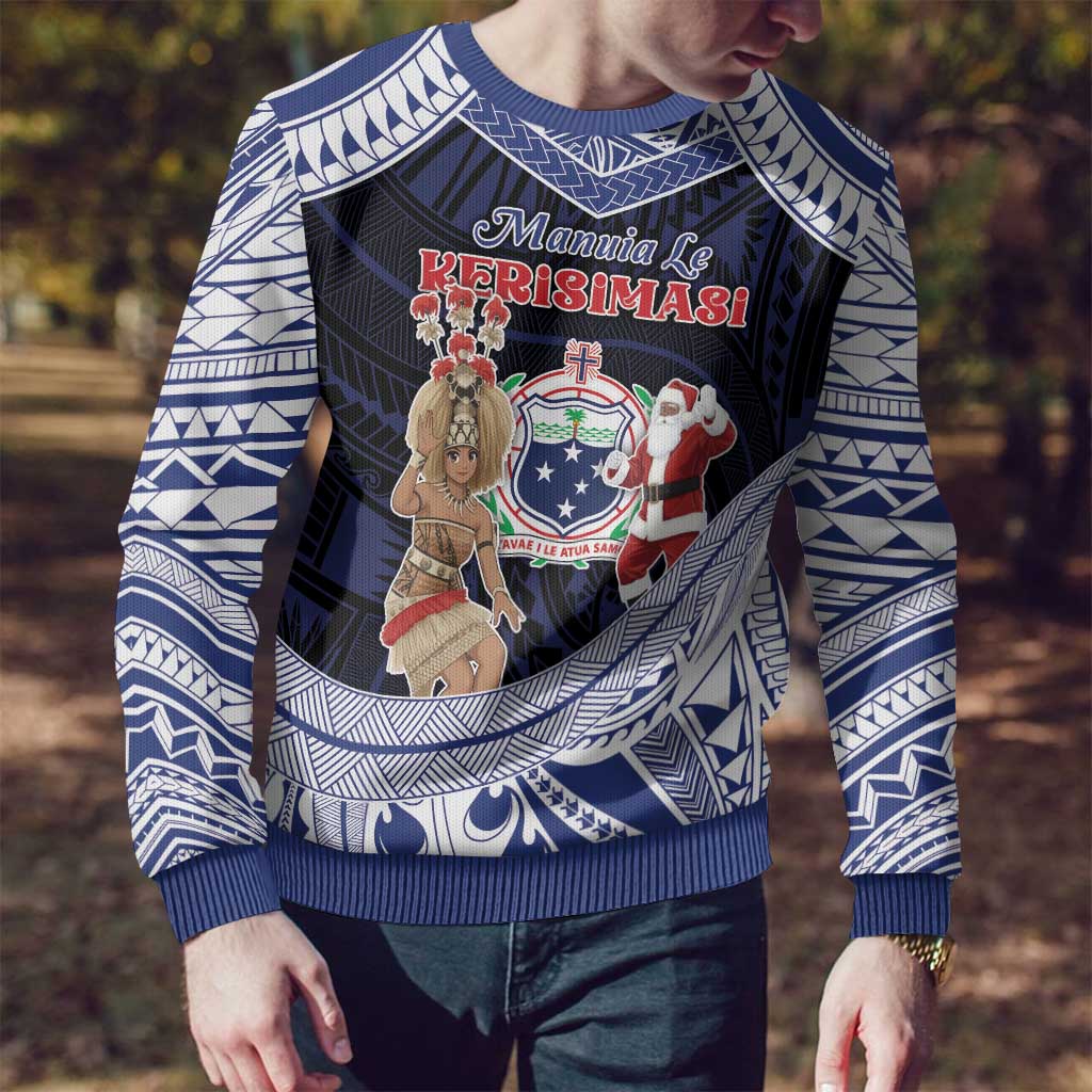 Samoa Christmas Ugly Christmas Sweater Samoan Siva Dance With Santa - Polynesian Pride