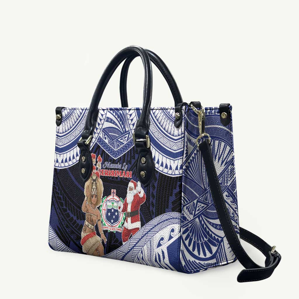 Samoa Christmas Leather Bag Samoan Siva Dance With Santa - Polynesian Pride