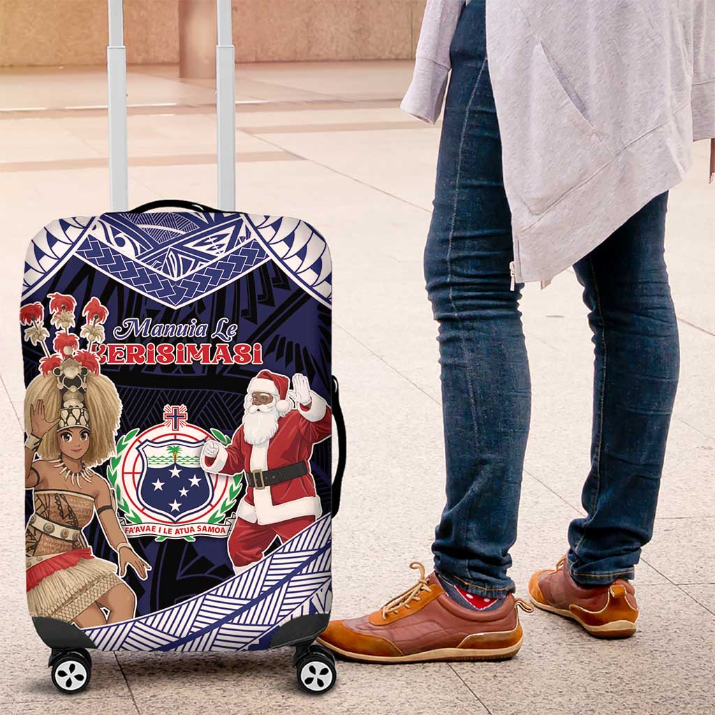 Samoa Christmas Luggage Cover Samoan Siva Dance With Santa - Polynesian Pride