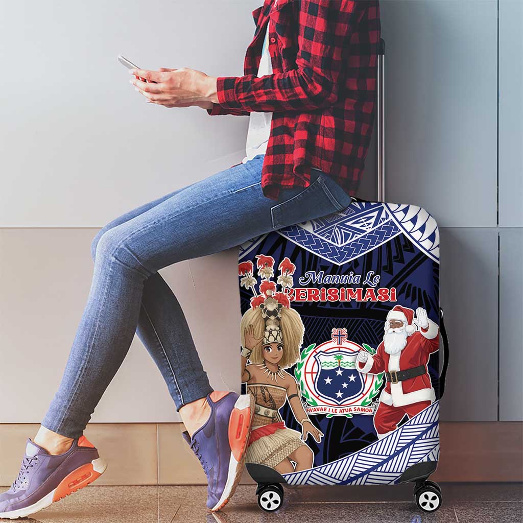 Samoa Christmas Luggage Cover Samoan Siva Dance With Santa - Polynesian Pride