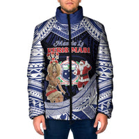 Samoa Christmas Padded Jacket Samoan Siva Dance With Santa - Polynesian Pride