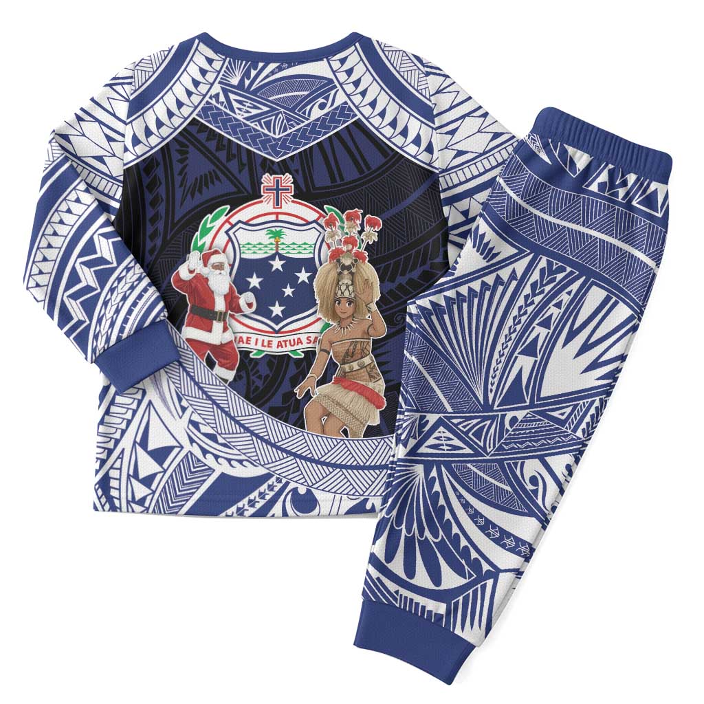 Samoa Christmas Pajama Set Samoan Siva Dance With Santa - Polynesian Pride