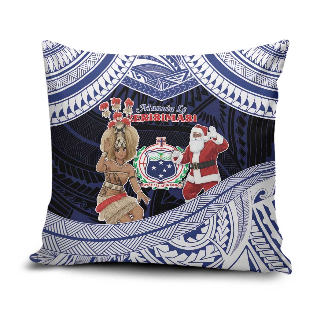 Samoa Christmas Pillow Cover Samoan Siva Dance With Santa - Polynesian Pride