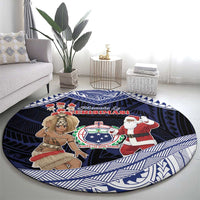Samoa Christmas Round Carpet Samoan Siva Dance With Santa - Polynesian Pride