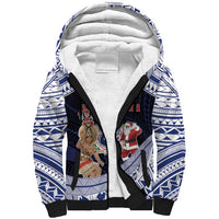 Samoa Christmas Sherpa Hoodie Samoan Siva Dance With Santa - Polynesian Pride
