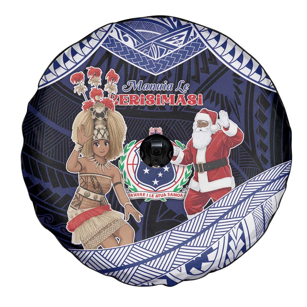 Samoa Christmas Spare Tire Cover Samoan Siva Dance With Santa - Polynesian Pride