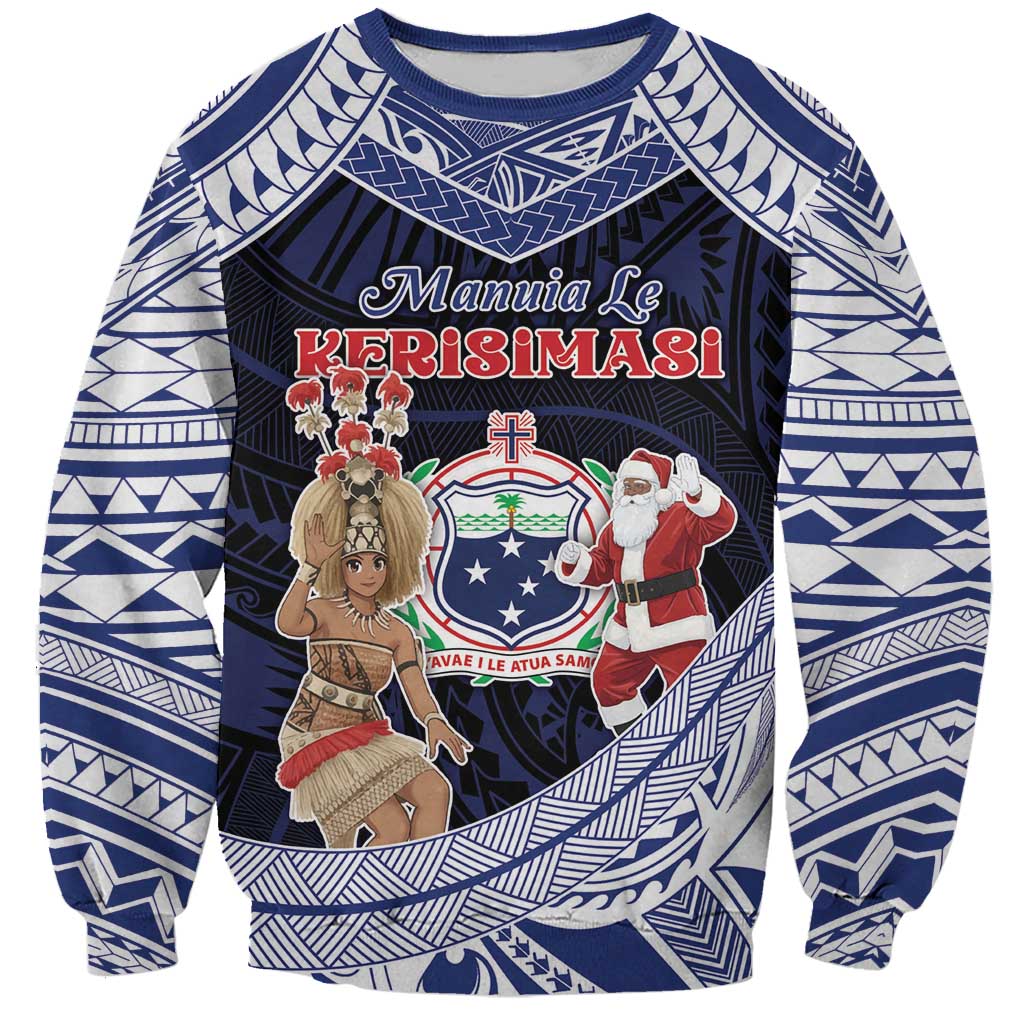 Samoa Christmas Sweatshirt Samoan Siva Dance With Santa - Polynesian Pride
