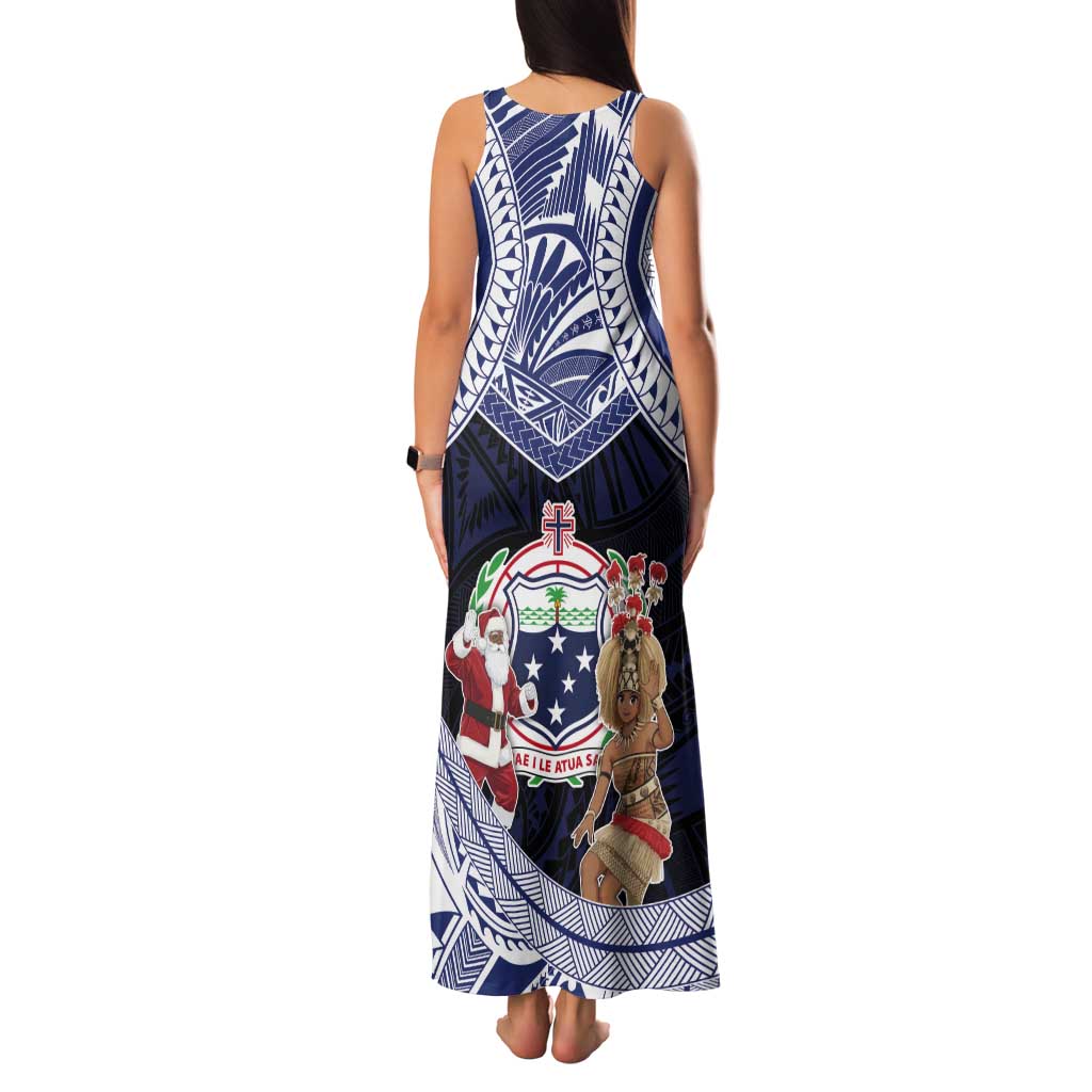 Samoa Christmas Tank Maxi Dress Samoan Siva Dance With Santa - Polynesian Pride