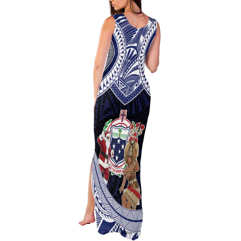Samoa Christmas Tank Maxi Dress Samoan Siva Dance With Santa - Polynesian Pride