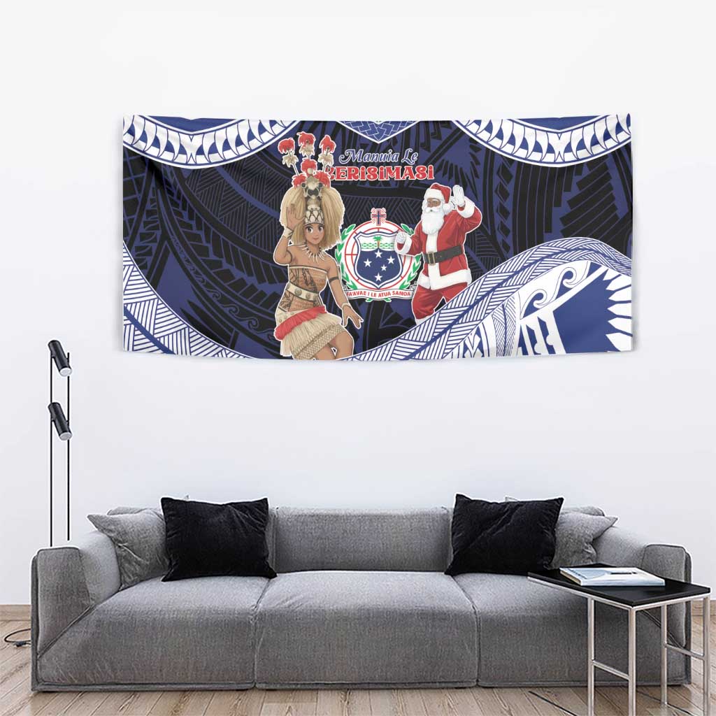 Samoa Christmas Tapestry Samoan Siva Dance With Santa - Polynesian Pride