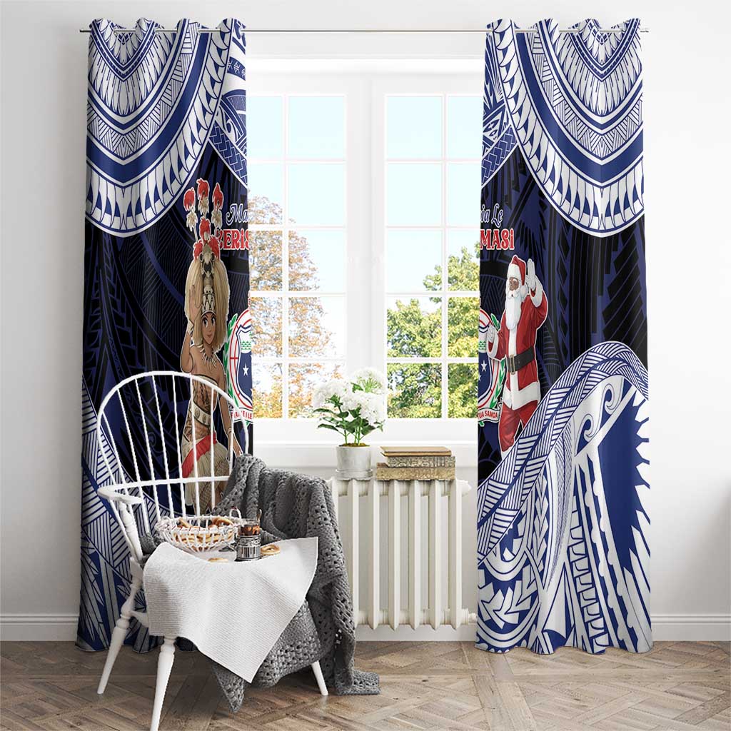 Samoa Christmas Window Curtain Samoan Siva Dance With Santa - Polynesian Pride