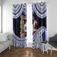 Samoa Christmas Window Curtain Samoan Siva Dance With Santa - Polynesian Pride
