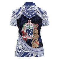 Samoa Christmas Women Polo Shirt Samoan Siva Dance With Santa - Polynesian Pride