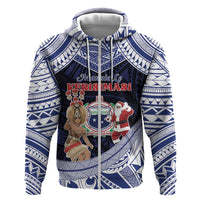 Samoa Christmas Zip Hoodie Samoan Siva Dance With Santa - Polynesian Pride