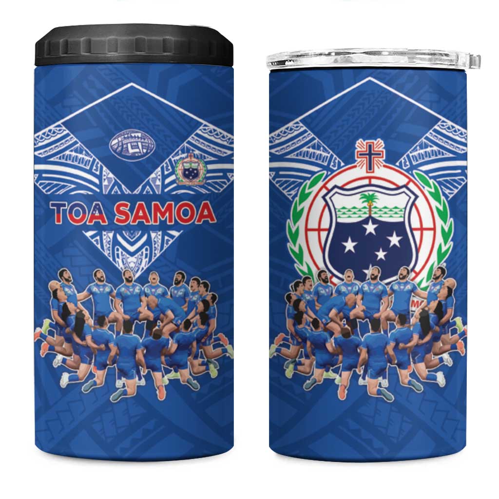 Toa Samoa 4 in 1 Can Cooler Tumbler Samoan Warrior Spirit Rugby - Polynesian Pride