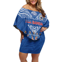 Toa Samoa Family Matching Off Shoulder Short Dress and Hawaiian Shirt Samoan Warrior Spirit Rugby - Polynesian Pride