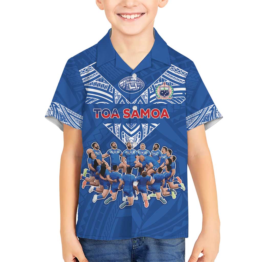 Toa Samoa Family Matching Short Sleeve Bodycon Dress and Hawaiian Shirt Samoan Warrior Spirit Rugby - Polynesian Pride