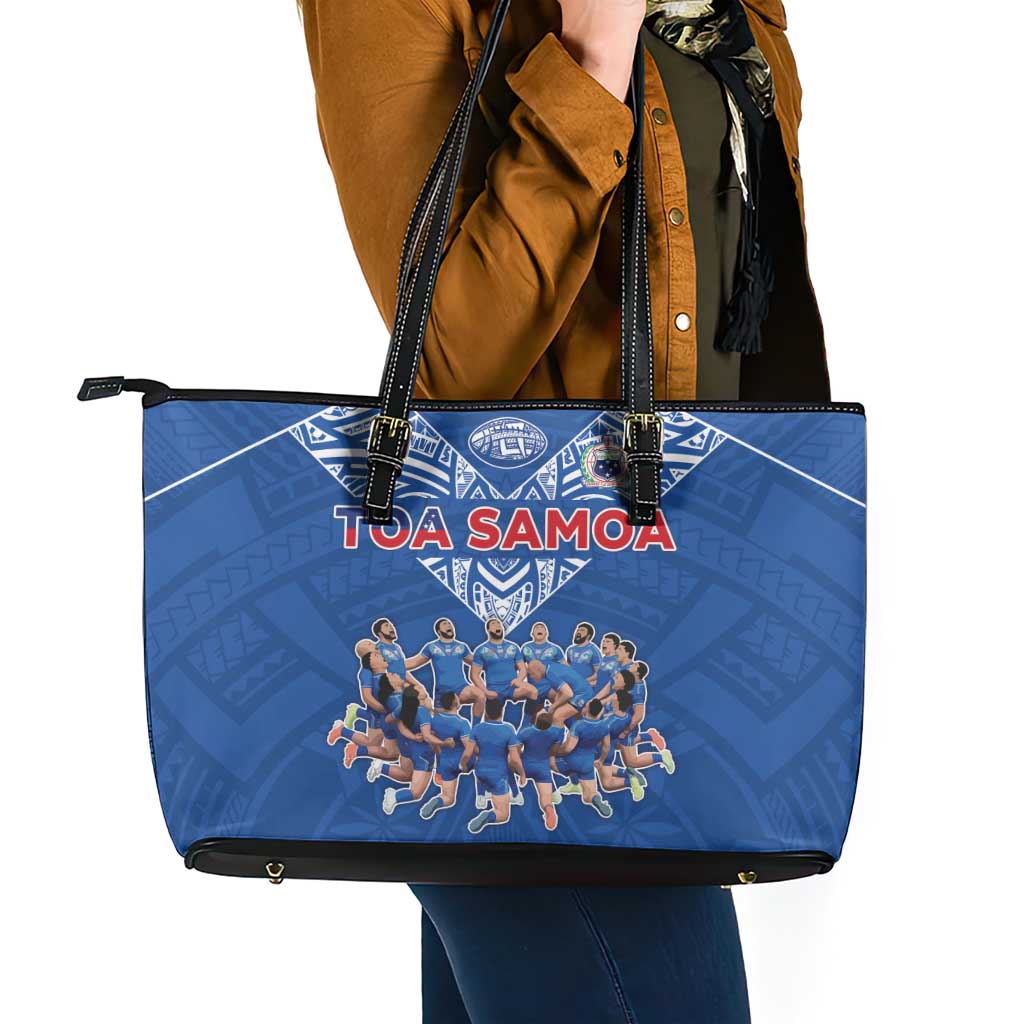 Toa Samoa Leather Tote Bag Samoan Warrior Spirit Rugby - Polynesian Pride