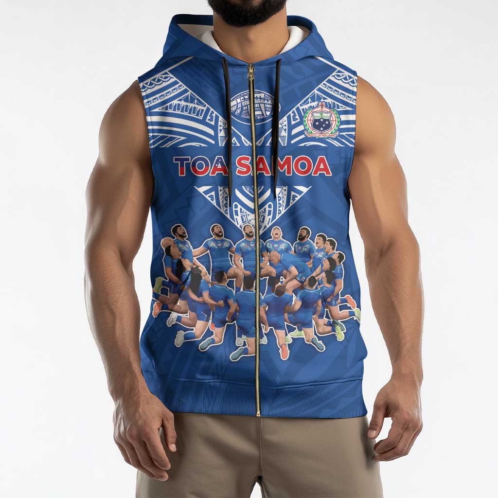 Toa Samoa Sleeveless Zip Hoodie Samoan Warrior Spirit Rugby - Polynesian Pride
