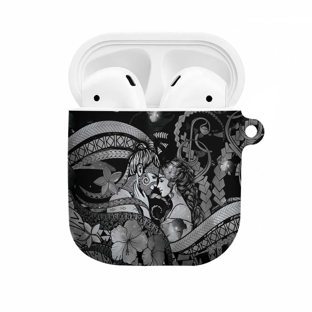 Maori Romantic Valentine AirPods Case The Hongi Kiss Black Galaxy