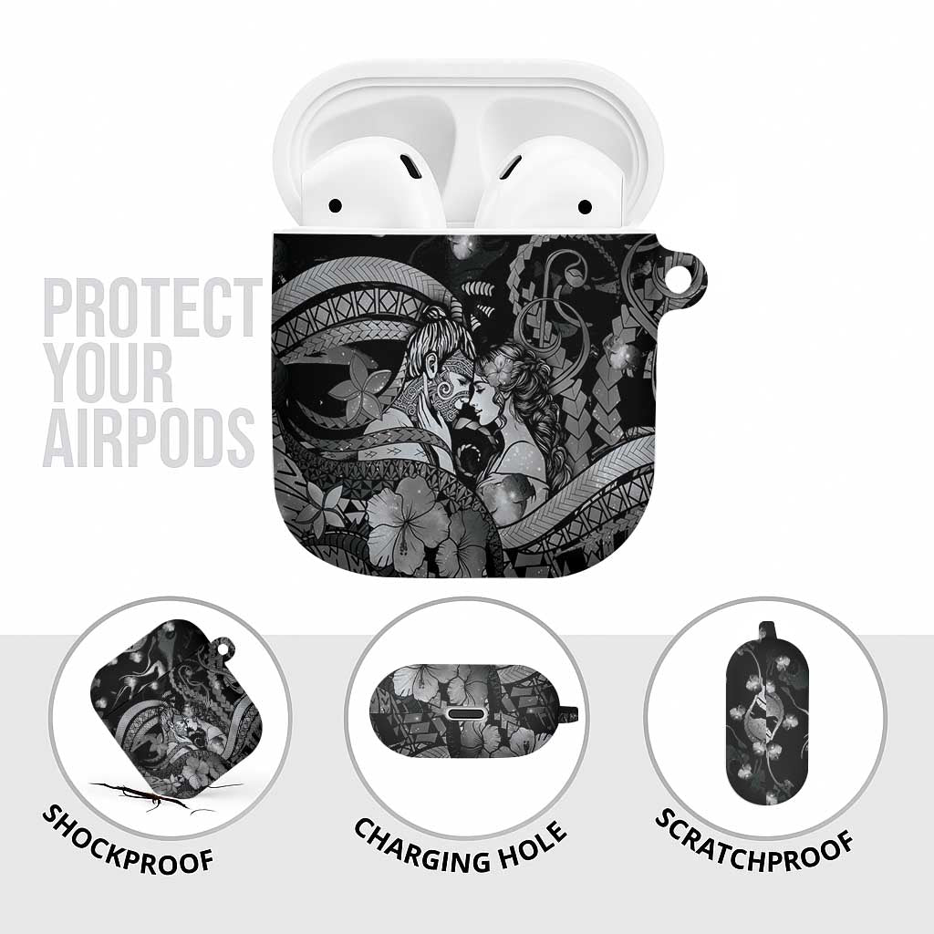 Maori Romantic Valentine AirPods Case The Hongi Kiss Black Galaxy