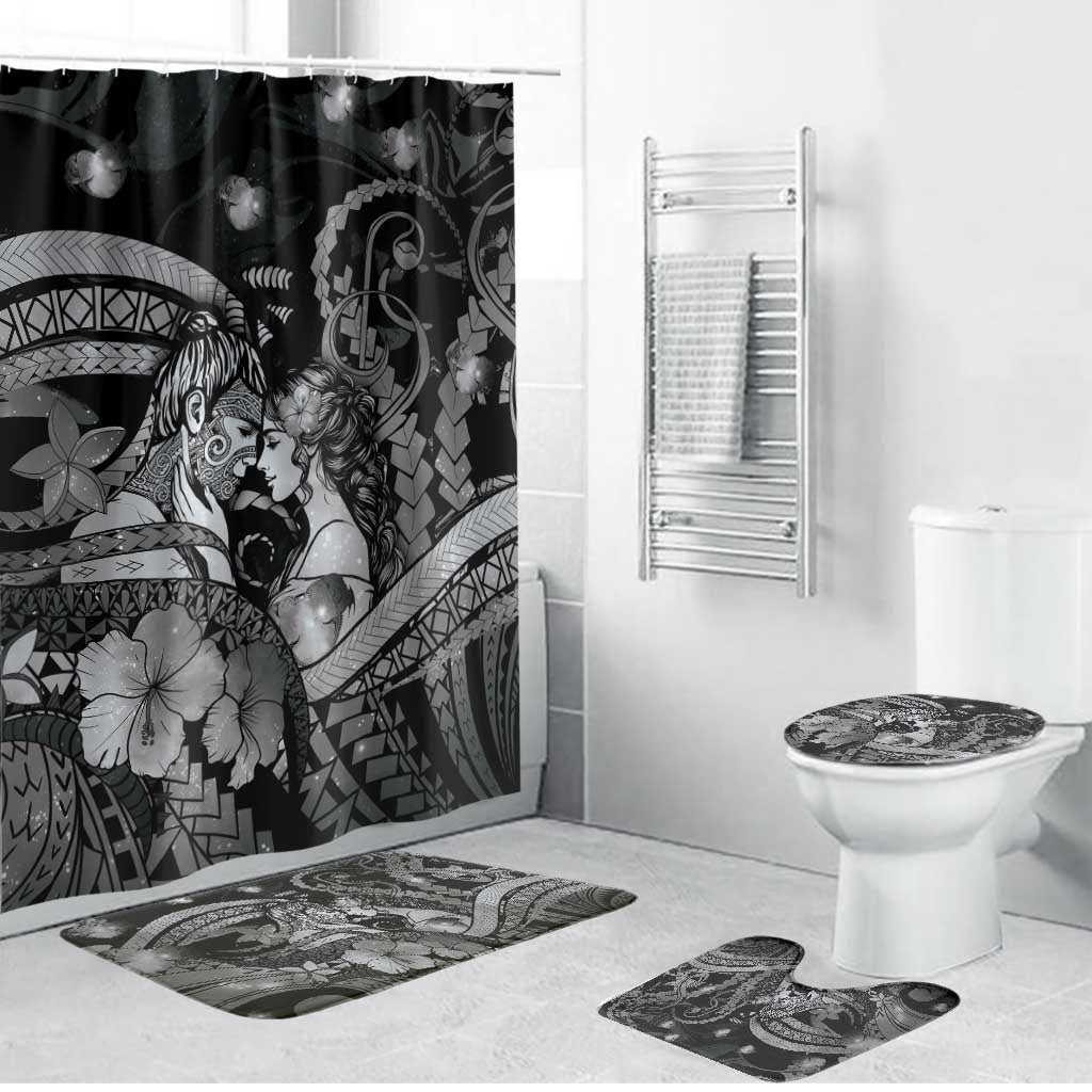 Maori Romantic Valentine Bathroom Set The Hongi Kiss Black Galaxy