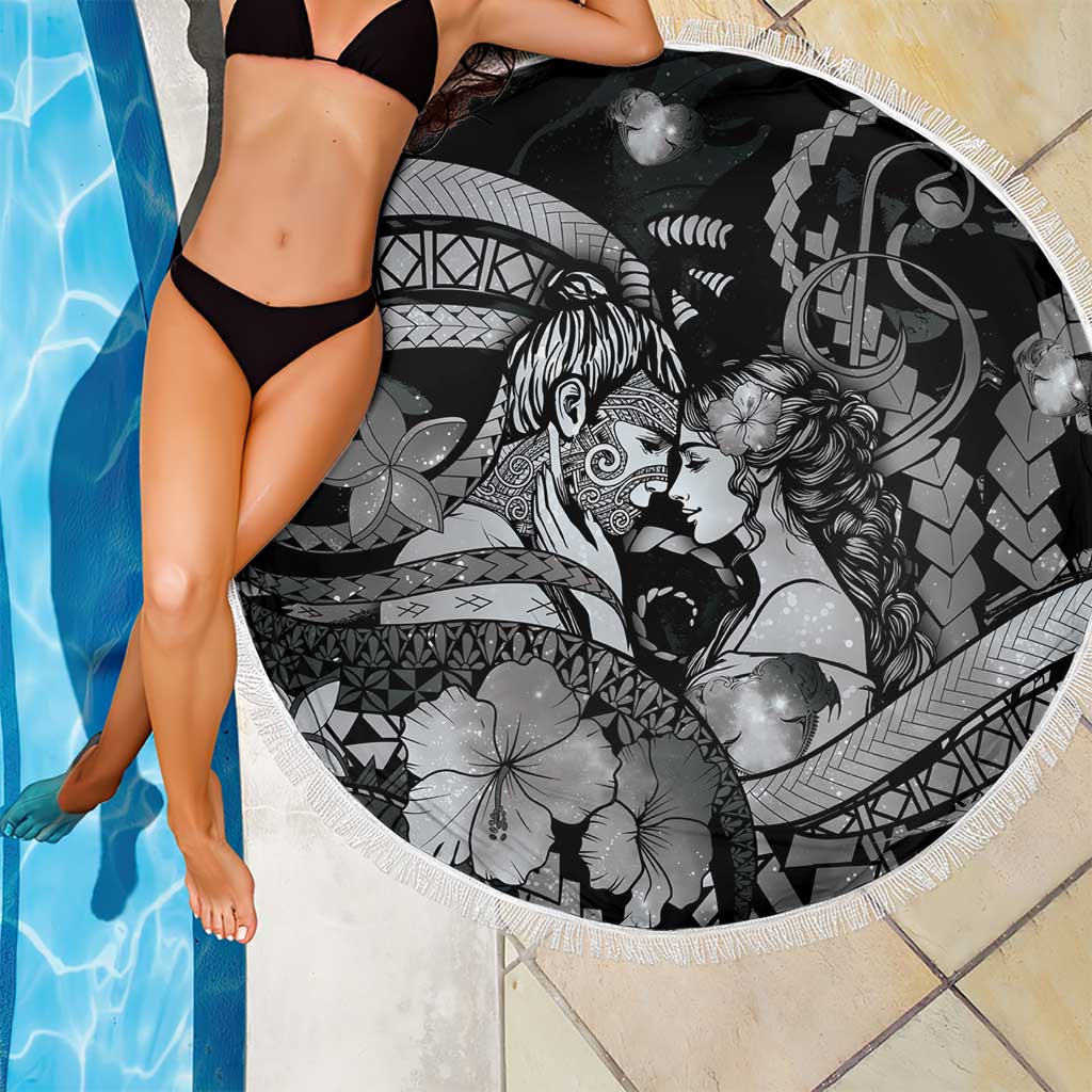 Maori Romantic Valentine Beach Blanket The Hongi Kiss Black Galaxy DT05 - Polynesian Pride