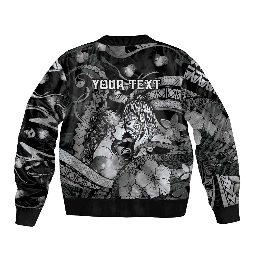 Personalised Maori Romantic Valentine Bomber Jacket The Hongi Kiss Black Galaxy DT05 - Polynesian Pride