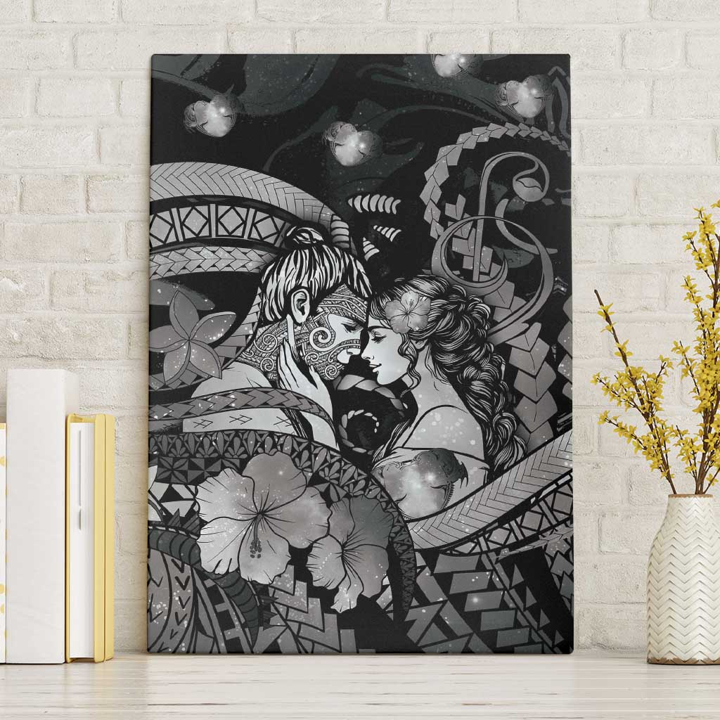 Maori Romantic Valentine Canvas Wall Art The Hongi Kiss Black Galaxy