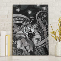 Maori Romantic Valentine Canvas Wall Art The Hongi Kiss Black Galaxy