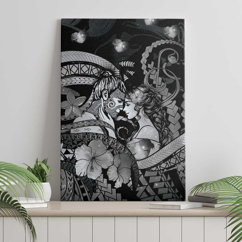 Maori Romantic Valentine Canvas Wall Art The Hongi Kiss Black Galaxy